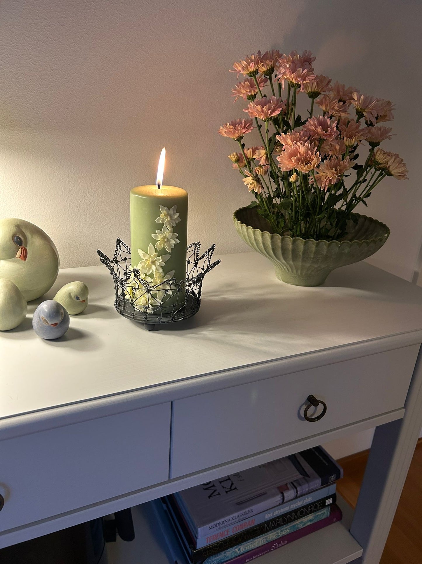 Blockljus med vaxblommor 50h brinntid