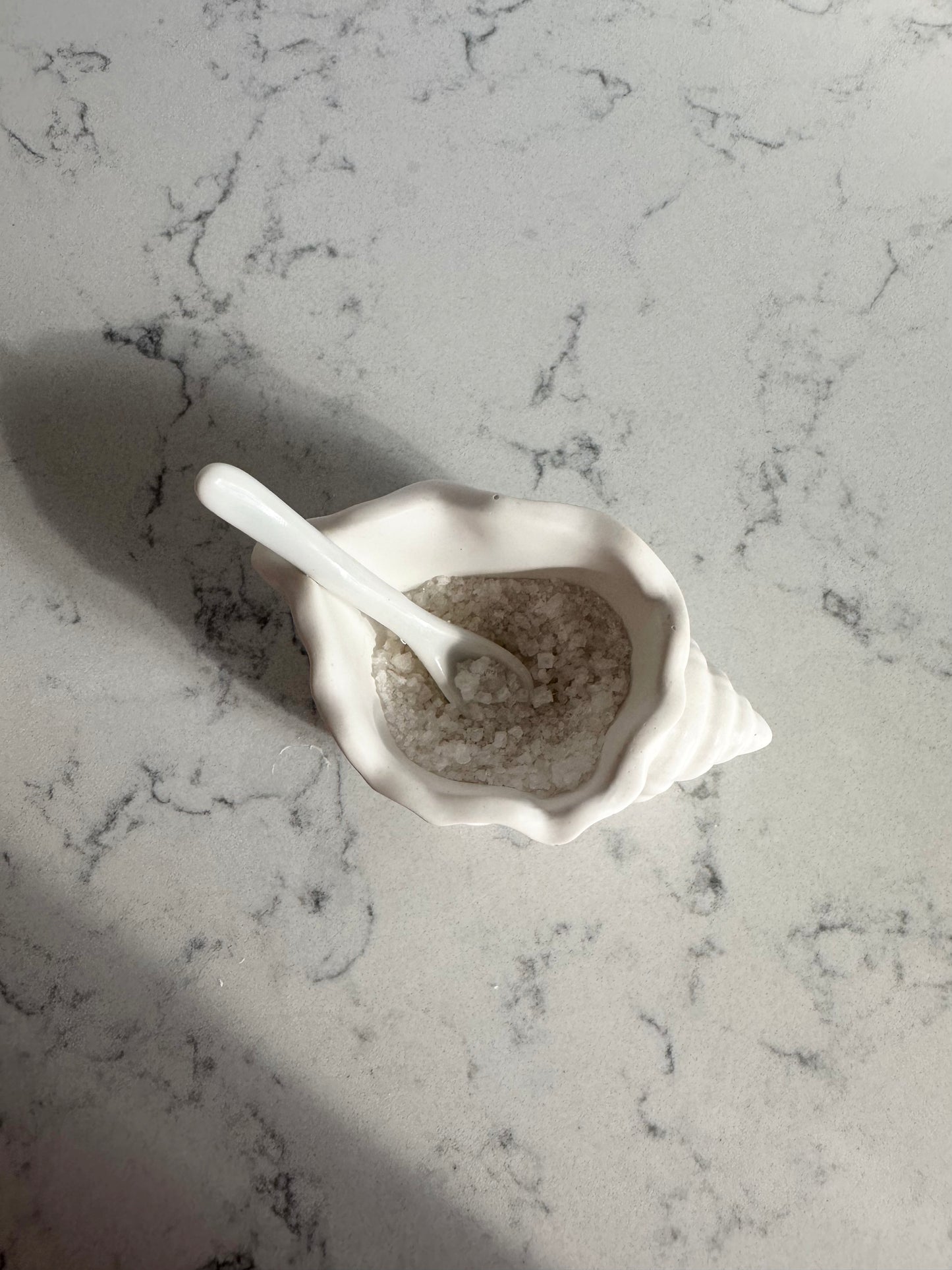 Handgjord snäckformad skål för salt eller smycken