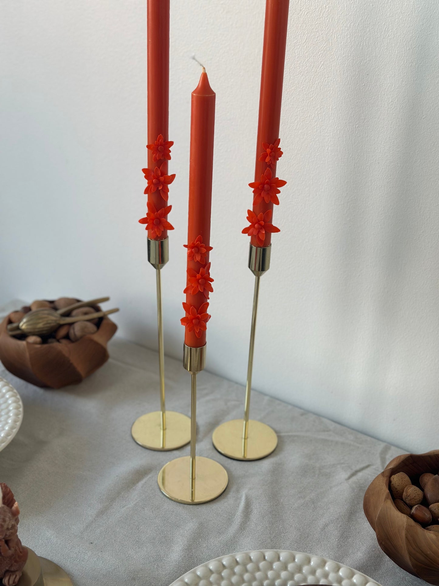 Höga ljus med blommor 29cm höga