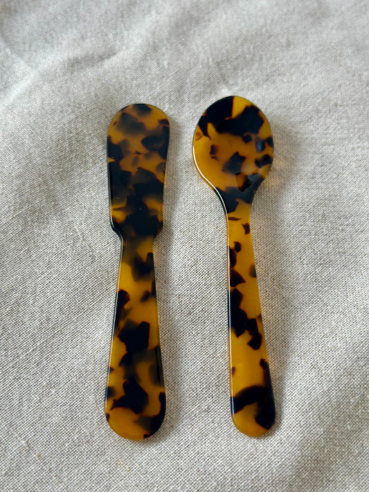 Leopard smörkniv och sked