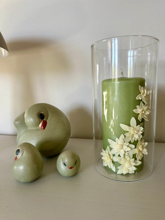 Blockljus med vaxblommor 50h brinntid