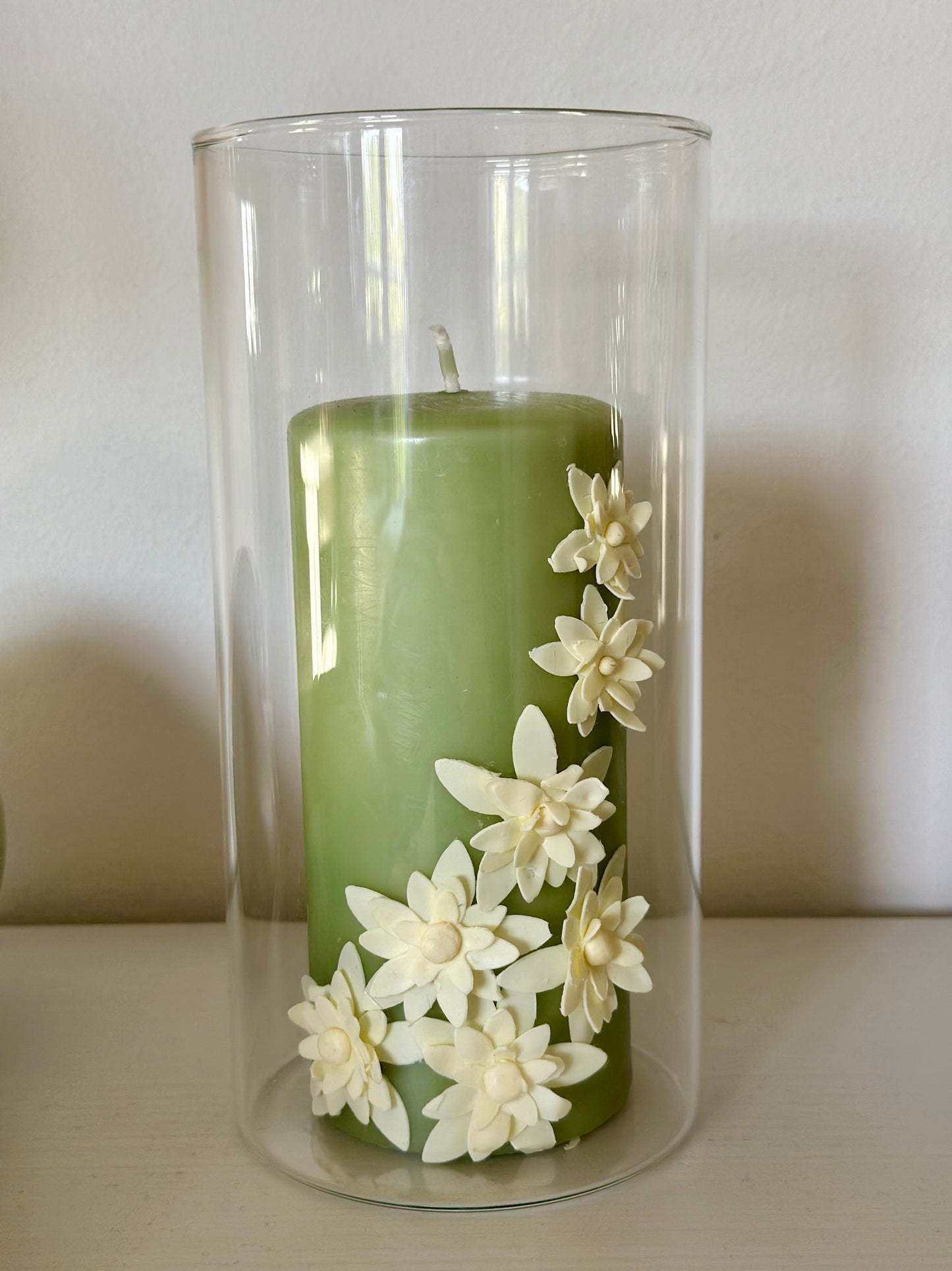 Blockljus med vaxblommor 50h brinntid