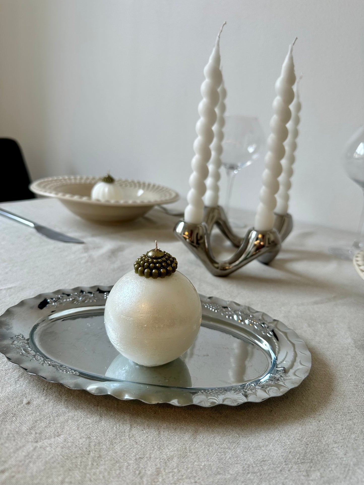 Stor pärlemor julkula ljus